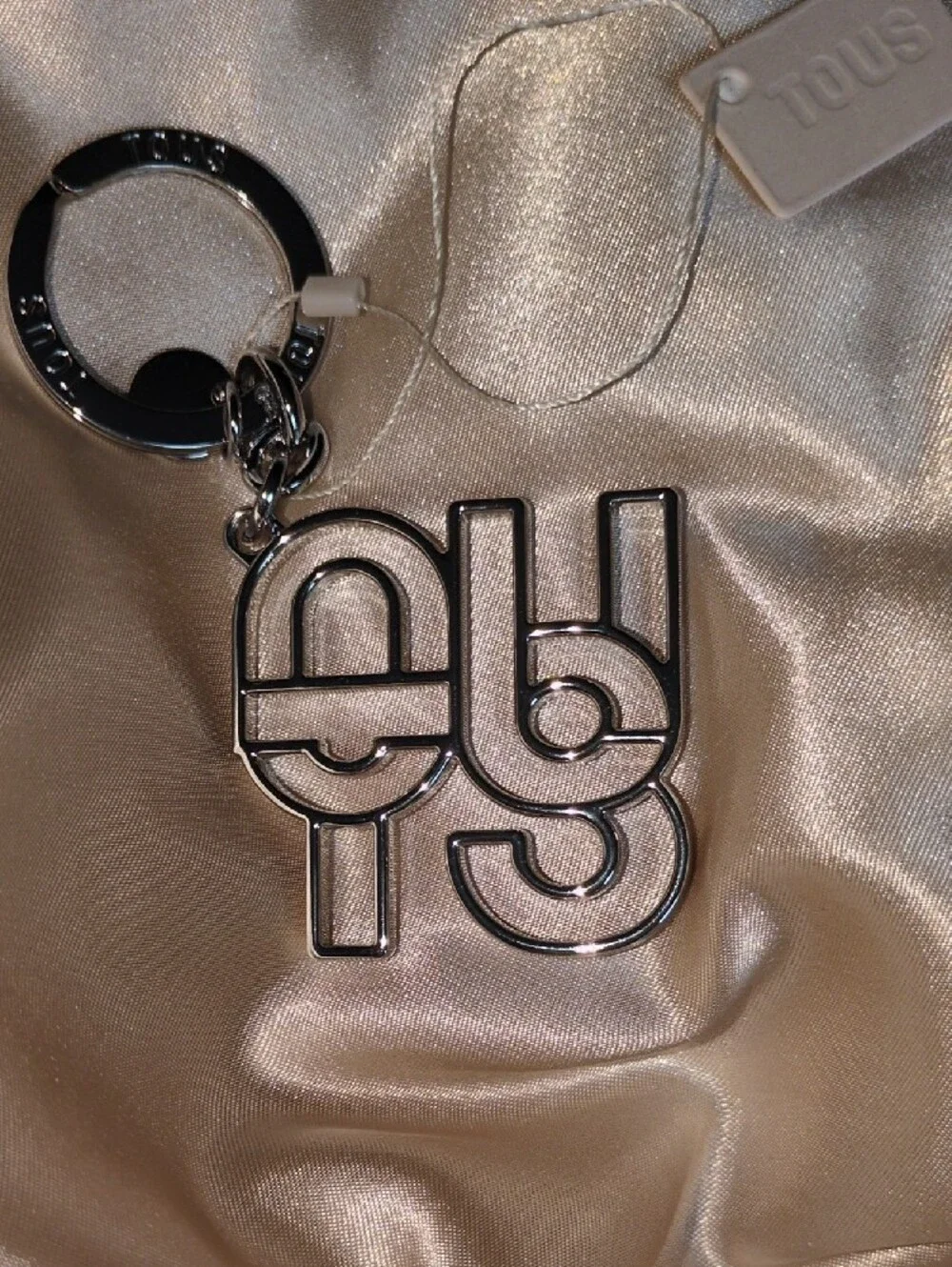 TOUS Silver Tone Logo Keyring with Tag
